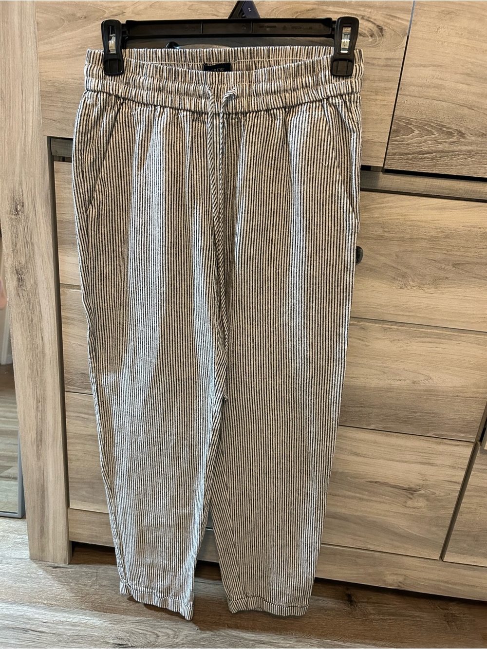 J. Crew Slim Drawstring Pinstripe Joggers — Black & White